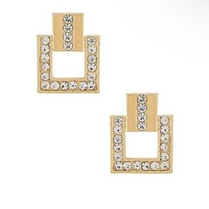 AMBER SCEATS X Revolve Square Earrings in Gold Crystal Rhinestone